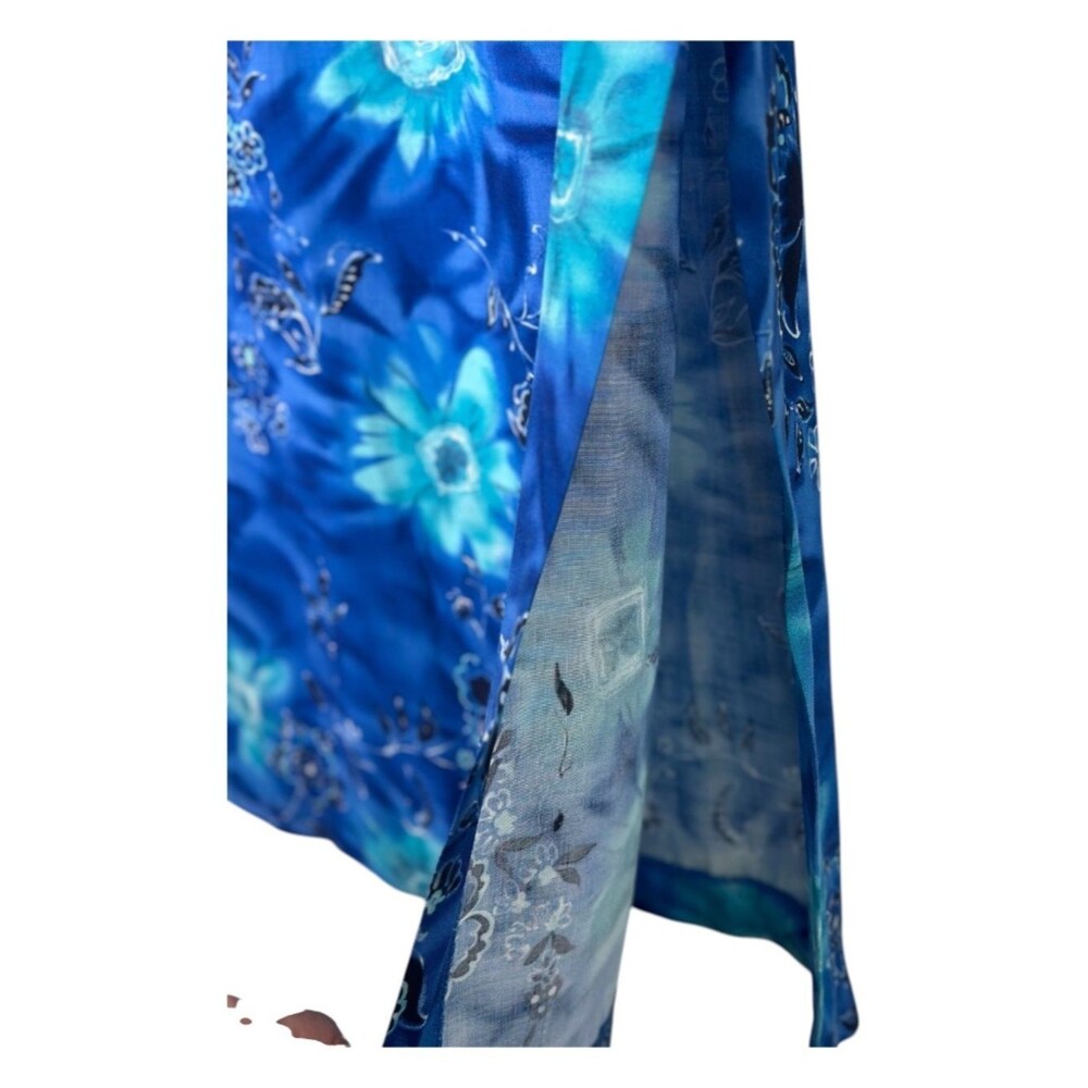 Worthington Size 14 Blue Floral Sheath Midi Dress Sleeveless Rayon Casual Work - Picture 8 of 9
